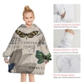 thumbnail image 6 of Butterfly Leaf Text Pattern Blanket Hoodies for Kids 6-13YR Oversize Wearable Blanket Hoodies for Boys Girls Teens, 6 of 7