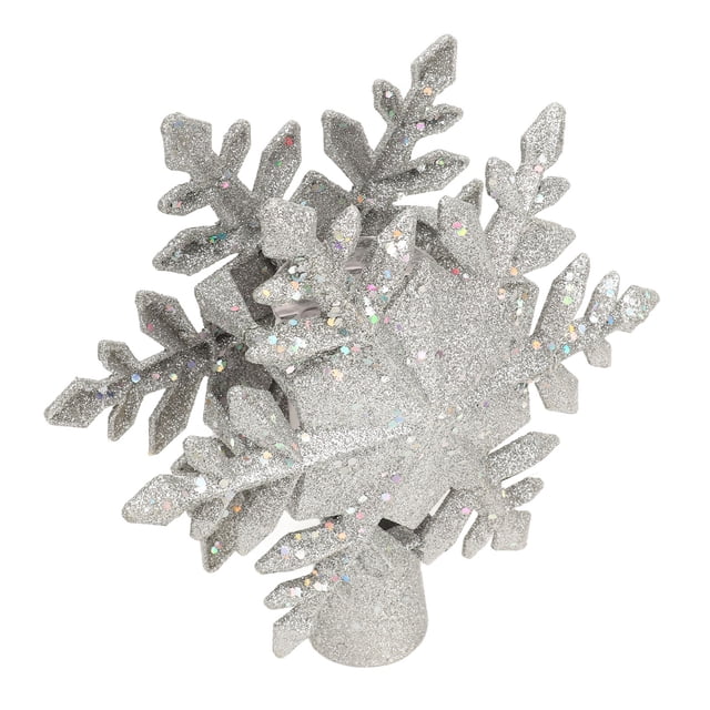 Snowflake Christmas Tree Topper, Lighted 3D PVC Christmas Tree Topper with Rotating Projector Light, 6 Projection Modes, Lightweight PVC Material, Plug in Type for Christmas