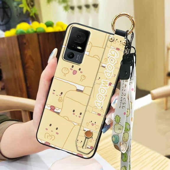 LYM-Phone Case For TCL 40XL/40T/T608D/Lively Jitterbug Smart4, Fashion Design Waterproof Back Cover Kickstand Soft case Shockproof Protective Durable Dirt-resistant Wristband Silicone