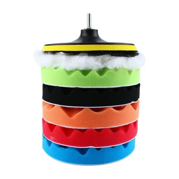 FOR 7Pcs 7" Sponge Polishing Waxing Buffing Pads Kit Compound Car Polisher M14 Drill Adapter