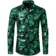 thumbnail image 5 of Camisa de vestir con estampado floral dorado de lujo para hombre, camisas de manga larga con botones y estampado completo en 3D para fiestas, blusas casuales para hombre, 5 of 5