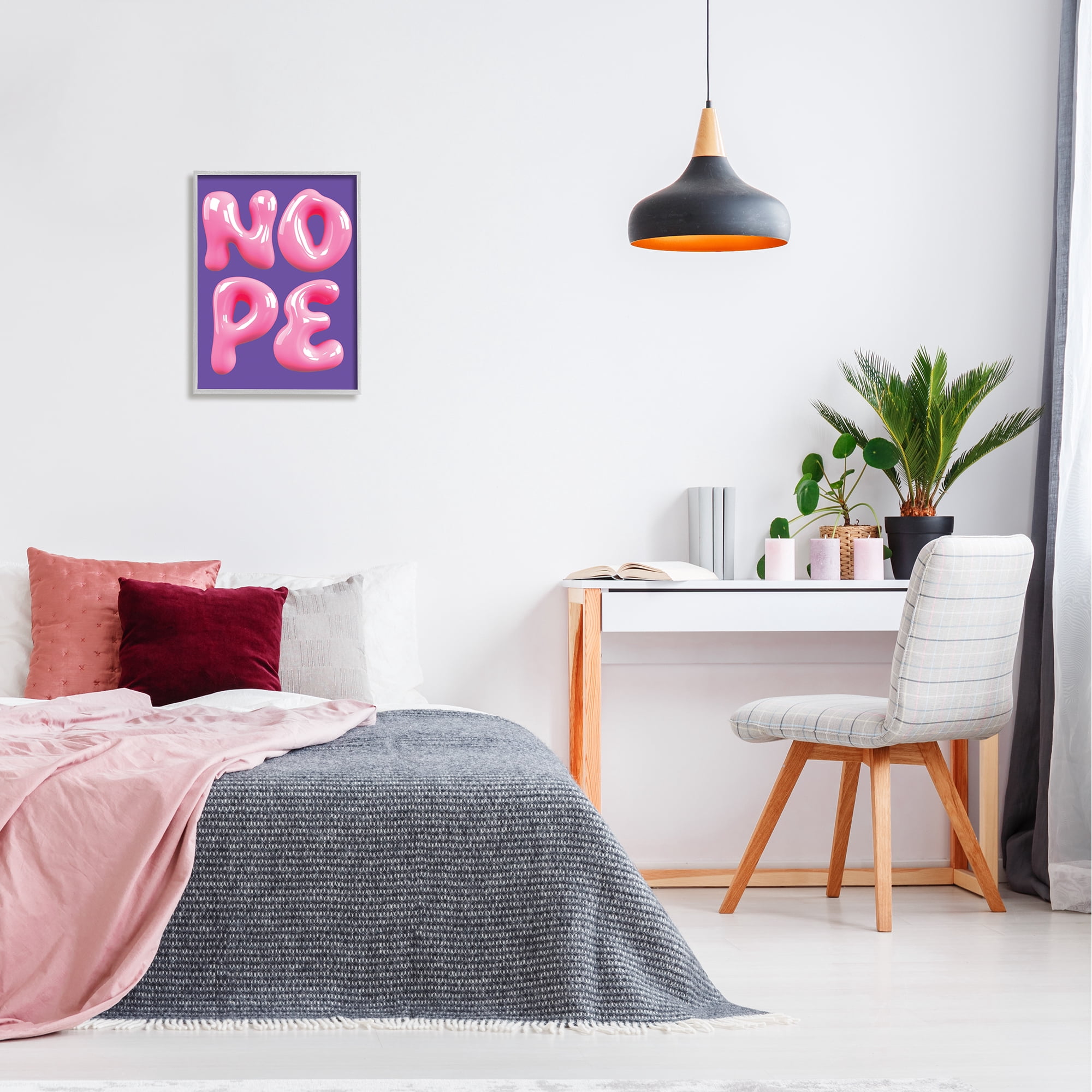 Stupell Industries Abstract Nope Bold Text Typography Painting Gray Framed Art Print Wall Art, 16 x 20