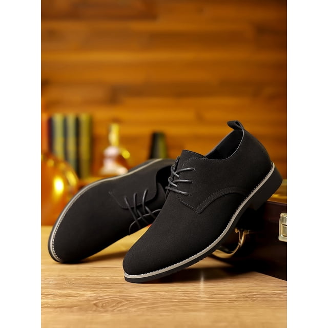 Men's Suede Casual Flat Shoes, Multicolor Leather Shoes, Fashionable & Trendy, Plus Size