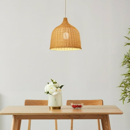 

Oukaning Bamboo Lantern Pendant Light Fixture Hanging Ceiling Lamp