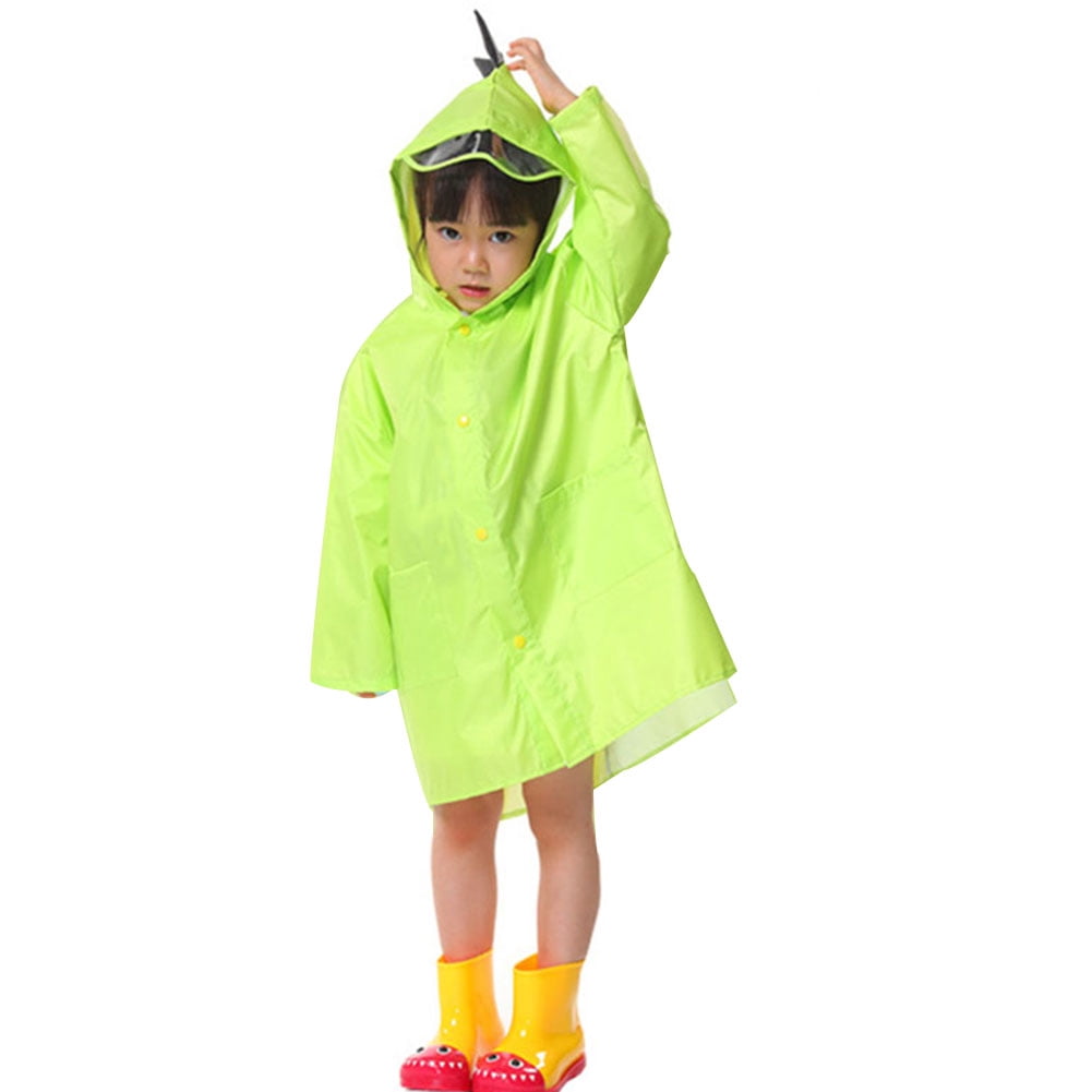 Notime Children Kids Raincoat Waterproof Hooded Cartoon Dinosaur Style for Boy Girls, Kids Unisex, Size: Large, Brown