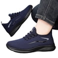 thumbnail image 2 of GrmtClth Mens Slip On Elastic Lace Walking Sneakers Breathable Flying Knit Lightweight Non Slip Soft Sole Casual Daily Athletic Shoes Blue (US/7.5), 2 of 6