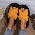 thumbnail image 6 of POROPL Slippers for Women,Plush Warm Fuzzy Cross Band House Shoes Indoor Slip On Bedroom Slippers, 6 of 8