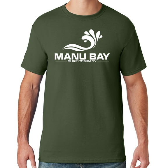 Mens Manu Bay Surf Company WHITE LOGO T-shirt, 3XL Military Green
