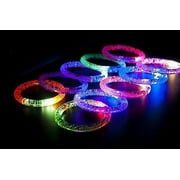 Set of 8 Light-Up Acrylic Bracelet Wristband LED Flashing Glow Blinking Rave Wear