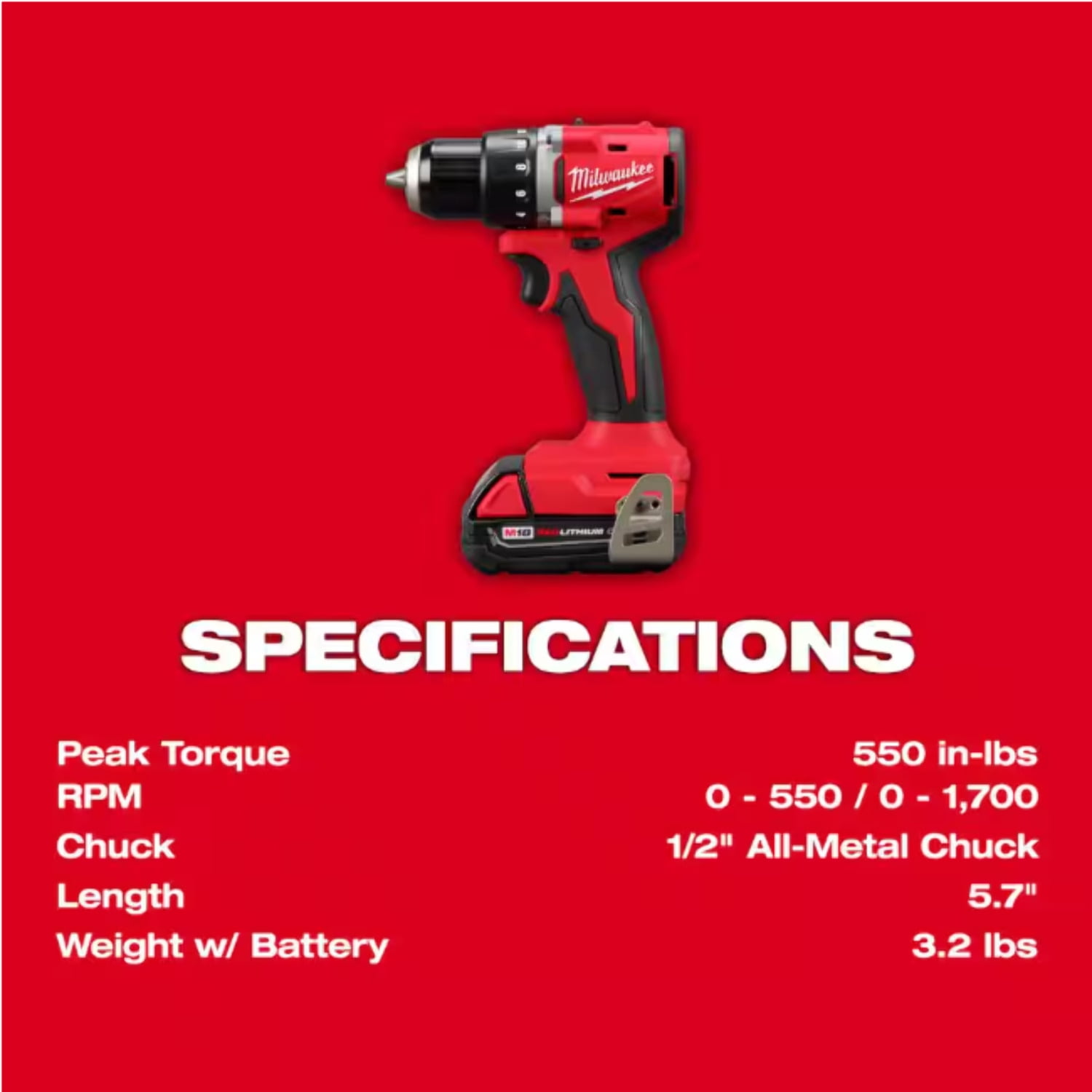 MILWAUKEE M18 Compact Brushless 2-Tool Combo Kit (3692-22CT) – Drill & Impact Driver Set with (2) Batteries, Charger & Bag