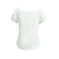 thumbnail image 4 of Women's Square Neck Bow Blouse - Puff Sleeve Casual Top with Tie Front Detail, Lightweight Summer Shirt for Date & Daily Wear White XXL, 4 of 6