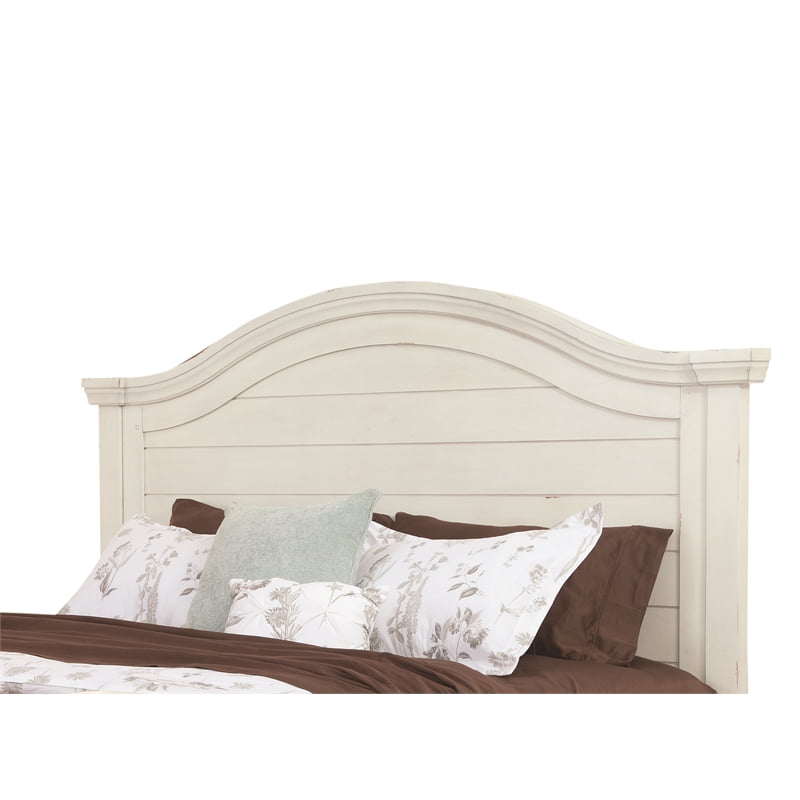 Stonebrook Antiqued White Wood Queen Panel Headboard