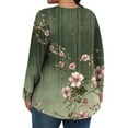 thumbnail image 4 of Xyxonk Womens Plus Size Tops Long Sleeve Loose Fit Shirt Crew Neck Pleated Vintage Floral Print Blouses Dressy Casual Winter Outfits Dark Green 1X-5X, 4 of 5
