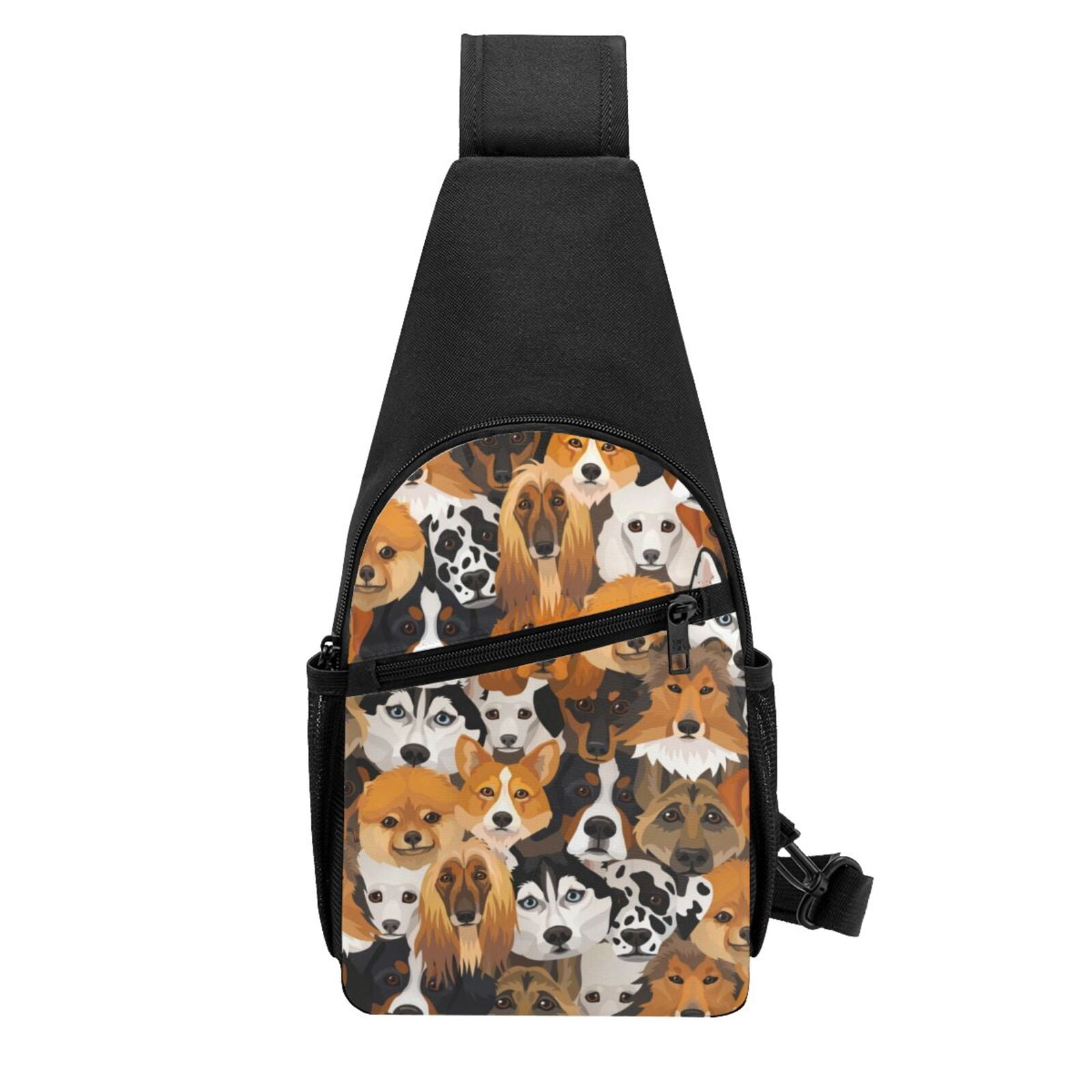 Xecao's Dogs Different Breeds Print Sling Bag: A Versatile Chest, Shoulder, and Crossbody Backpack for Casual Days Out, Perfect for Both Men and Women