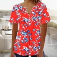 thumbnail image 1 of LOVZFMLL Women's Summer Tops Printed V-neck Button Up Short Seeved, 1 of 4