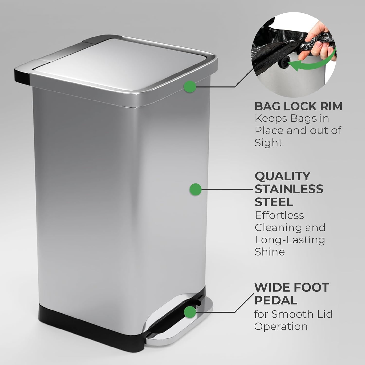 EconoHome Large Kitchen Trash Can, 20 Gallon