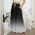 thumbnail image 2 of WTOBBY Women's Gradient Print Flowy Flared Maxi Skirt with Ruffle Hem, A-Line Elastic Waist Elegant Tiered Layered Bohemian Long Skirt for Casual Summer Outfits and Beach Events,Black L, 2 of 5