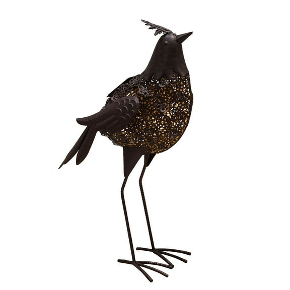 Outdoor Living and Style Solar LED Lighted Bird Outdoor Garden Statue - 20.25" - Brown