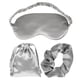 thumbnail image 1 of Juego de 3 antifaces de seda para viajes en casa, antifaz para dormir y bolsa de almacenamiento con cuerda para el pelo., 1 of 7