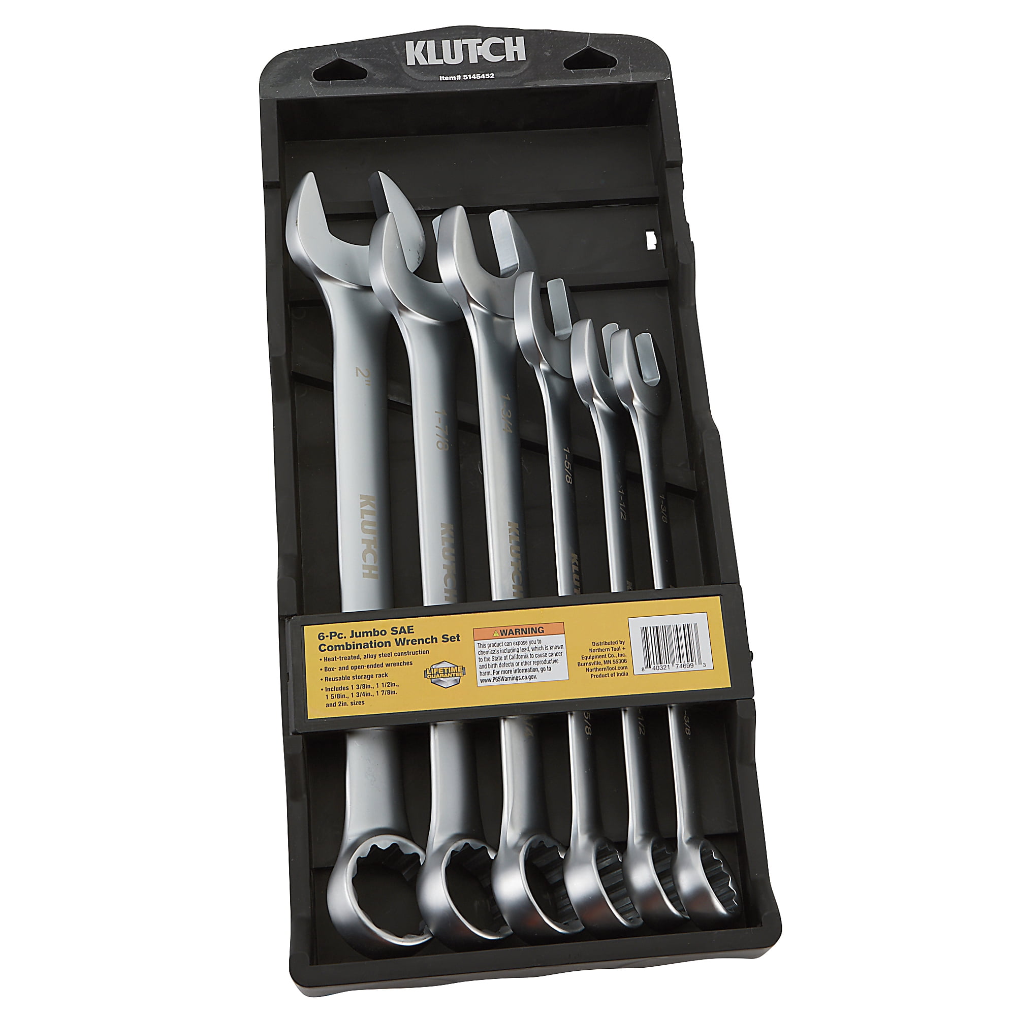 Klutch 6-Pc. SAE Jumbo Combination Wrench Set, Model# 315168A