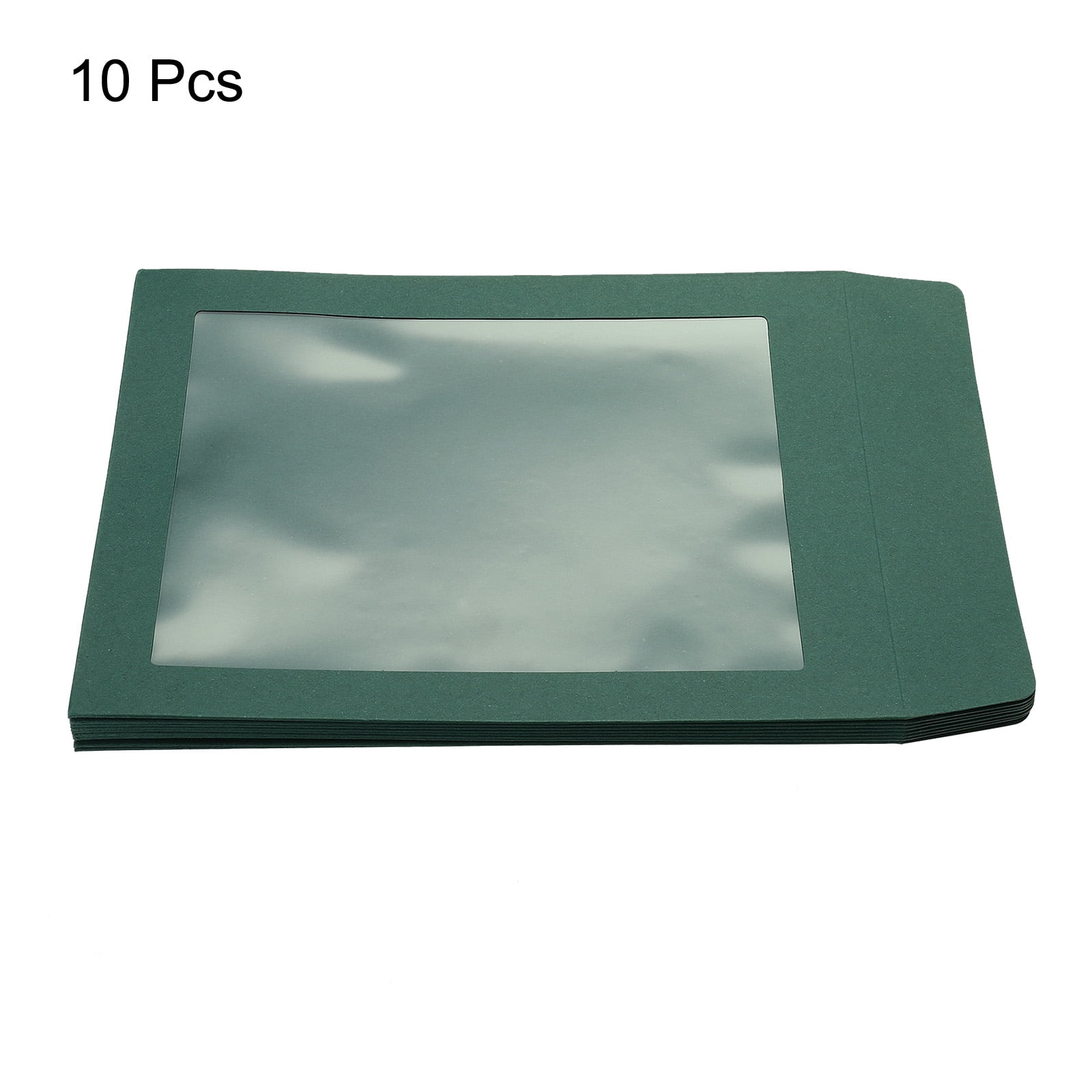 Unique Bargains Full Face Window Envelopes Clear Single Sided Green
