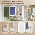 thumbnail image 3 of GZXS White Wall-Mounted Mirror Cabinet, 20" Bathroom Medicine Cabinet with Adjustable Shelf, Open Storage, Soft-Close Hinges, Compact Over-The-Toilet or Vanity Storage, 3 of 7