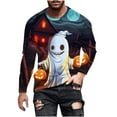 thumbnail image 2 of BiZtdJrK Big and Tall Ghost Print T-Shirts for Men Long Sleeve Crewneck Casual T-Shirts Halloween Funny Fashion Cool Costume Tee Tops Multicolor S, 2 of 5