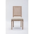 thumbnail image 4 of Dining Chairs Set of 2, French Linen Upholstered Dining Room Chairs with Rattan Fabric Backrest and Carving Solid Wood Leg, Farmhouse Style Accent Chair for Living Room Kitchen, Cream, 4 of 7