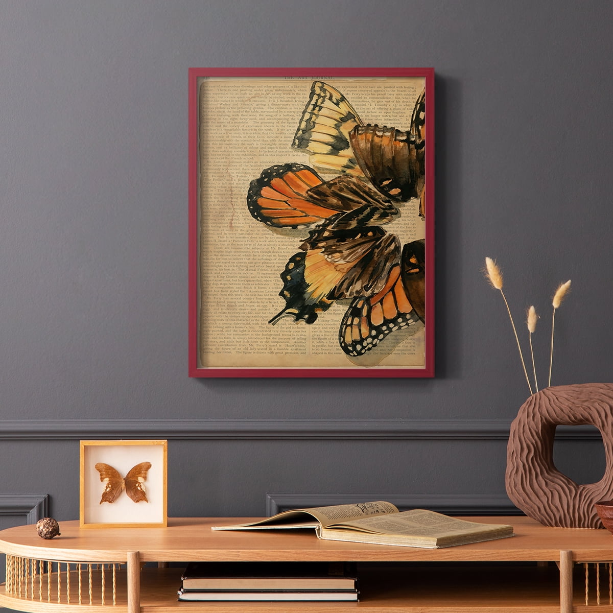 Winged Wreath II Framed Print - Solid Wood in Single Picture Frame Solid Wood 2 Framed Print