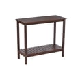 thumbnail image 5 of 42" Patio Console Table, 2-Shelf Multifunctional Buffet Bar Storage Organizer, Wooden Console Table Workstation for Garden Balcony Garage, Brown, 5 of 7