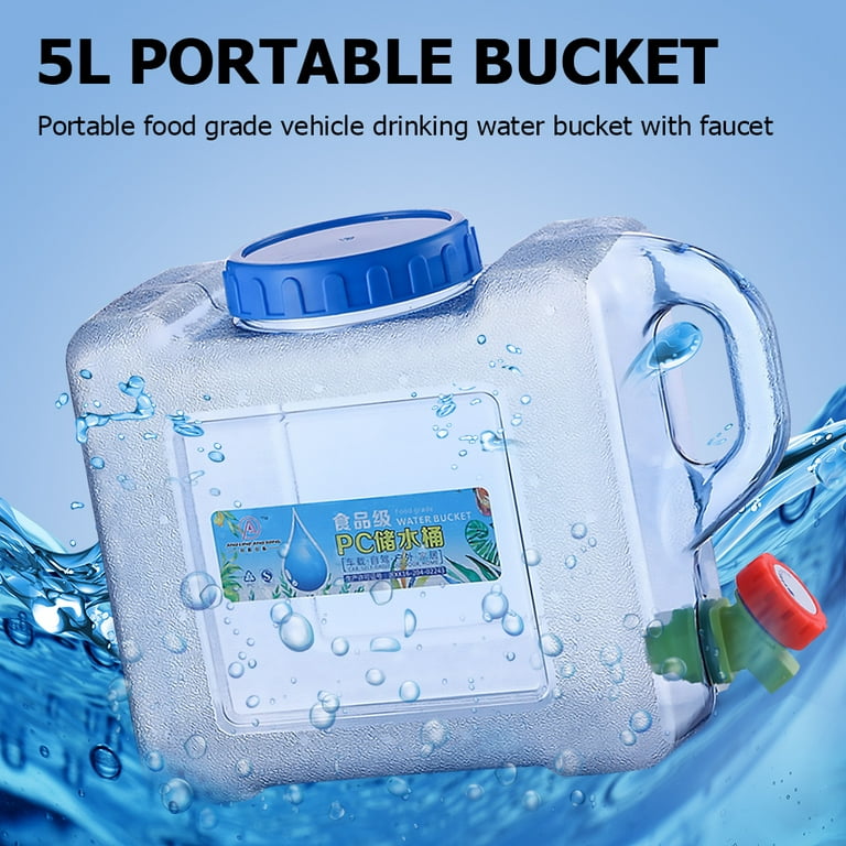 5 Liters of Water Bottle Mineral Water Bottle Portable PC Bucket with  Handle Portable for Car Carrying (5L) 