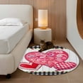thumbnail image 2 of Round Rug 4Ft Washable Non-Slip, Valentine's Day Circle Area Rugs for Living Room Bedroom, Pink Red Love Hearts Wood Black White Plaid Indoor Floor Mats Carpet Runner for Home Decor Aesthetic, 2 of 8
