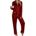 thumbnail image 7 of Christmas Pjs for Family Satin Pajamas Long Sleeve Button down Sleepwaear Holiday Mommy and Me Christmas Pajamas Womens Matching Christmas Pajamas, 7 of 7