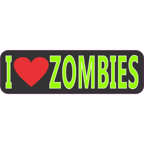 StickerTalk I Love Zombies Vinyl Sticker, 10 inches x 3 inches