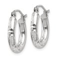 thumbnail image 2 of 14k White Gold Diamond-cut 3mm Round Hoop Earrings, 2 of 3
