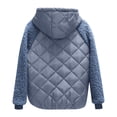 thumbnail image 4 of Dwaogom Women's Winter Loose Lamb Wool Hooded Cotton Coat Small Cotton Coat Waterproof Puffer Jacket With Hood Distressed Frayed Denim Jacket, 4 of 4