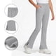 thumbnail image 1 of Pantalones de yoga acampanados de color liso para niñas, con bolsillos y cintura elástica, de poliéster, tallas medianas y grandes., 1 of 9