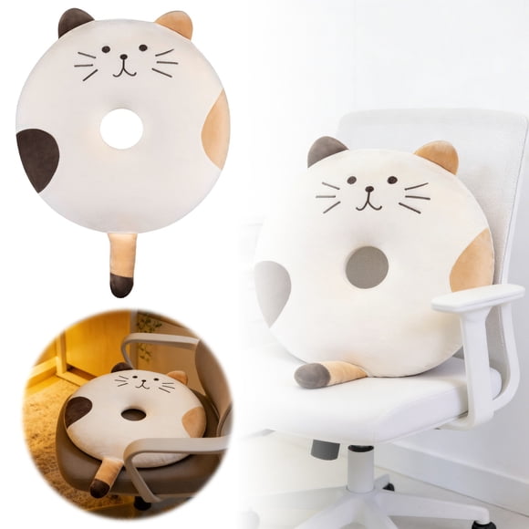 Memory Foam Seat Cushion – Cat Donut Cushion | Soft Round Seat Mat With Removable Cover | Thick Pad | For Home Living Room Bedroom Study Room Dorm Apartment