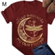thumbnail image 1 of Camiseta de mujer con estampado de manga corta, cuello redondo, blusa informal de verano, rojo vino, M Sweethay AP002571-16, 1 of 5