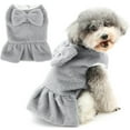 thumbnail image 2 of Winter Dog Dresses Warm Puppy Sweater For Small Dogs Female Cute Bow Knot Fuzzy Cold Weather Pet Clothes With Leash Ring, 2 of 9