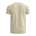 thumbnail image 4 of GUZOM Mens Cotton Linen Blend Short Sleeve T-Shirt - Breathable Slim Fit Crew Neck Casual Tee, Beige,Size XL, 4 of 5
