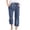 Navy, variant on Women's High Waisted 7/8 Wide Leg Cropped Pants with Elastic Drawstring Waist, Side Pockets and Floral Embroidery Casual Trousers