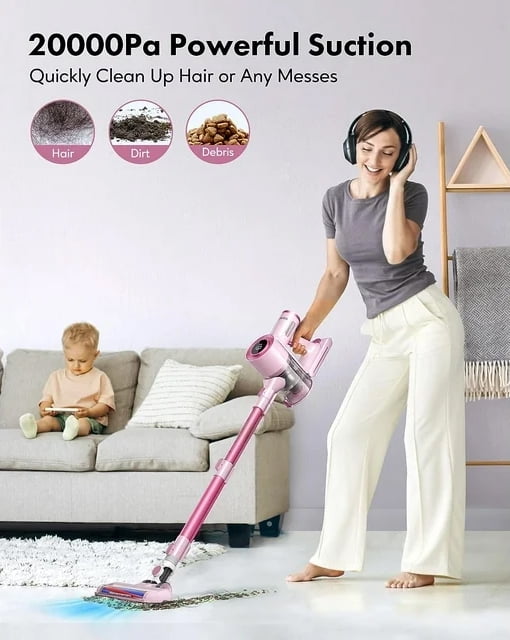 Homeika Cordless Vacuum Cleaner, 20Kpa Powerful Suction Vacuum with LED Display, 8 in 1 Lightweight Stick Vacuum with 30 Min Runtime Detachable Battery