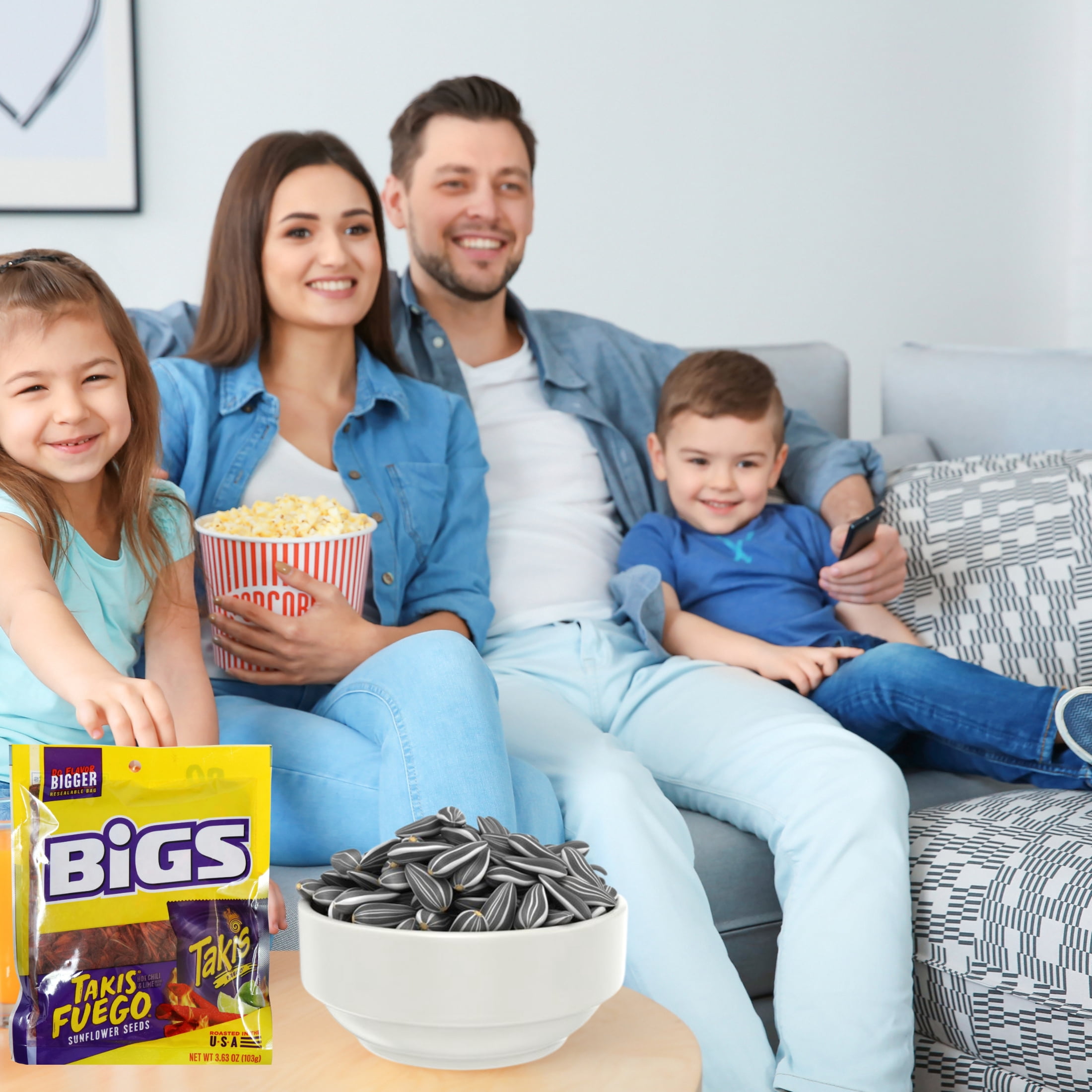 BIGS Takis Fuego Sunflower Seeds Hot Chili Lime Flavor, Keto Friendly Snack for Home Office Movie Night Travel Entertainment Camping Picnic and On The Go Snacking 3.63oz Resealable Bags Pack of 6