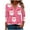 #330-Pink, variant on Craaazy Women's Christmas Clothes Casual V-Neck 3/4 Sleeve Xmas Tops with Santa Christmas Tree Prints Gifts