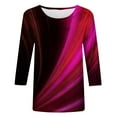 thumbnail image 4 of IROINNID Reduced Polyester Long Sleeve T Shirt for Women Daily Printed Loose T-shirt Blouse Round Neck Tops,Hot Pink, 4 of 5