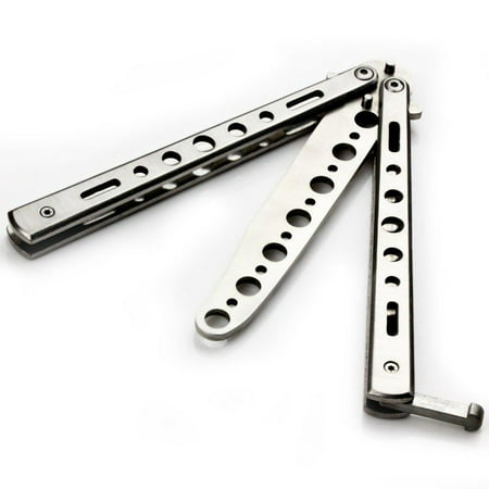 Silver Metal Practice Balisong Butterfly Knife (Best Butterfly Knives Under 100)