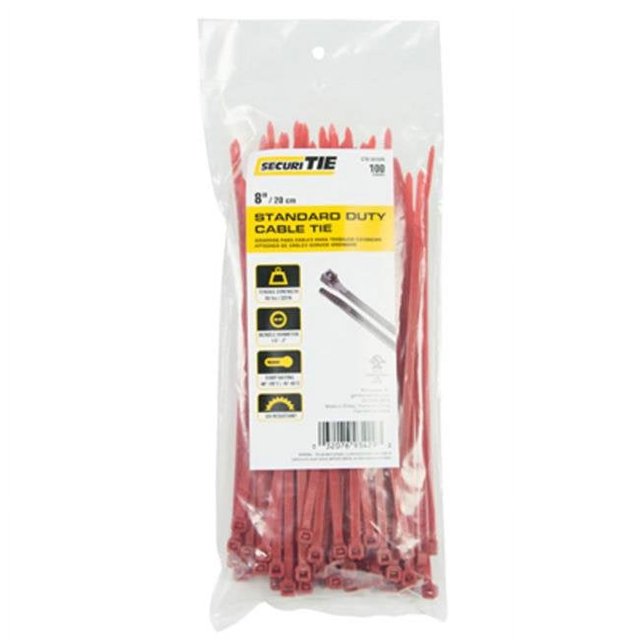 Gardner Bender 221022 Attache de Câble Standard de 8 Po, Rouge - Pack de 100