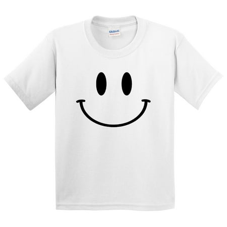 - New Way 849 - Youth T-Shirt Smiley Face Emoticon Emoji Happy Smile Small White