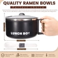 thumbnail image 2 of Microwave Ramen Bowl with Lid and Handle, 40.5 Oz Stainless Steel Liner Microwavable Soup Noodle Bowls, Instant Ramen Cooker Microwave Container for Office College Dorm, Black, 2 of 7